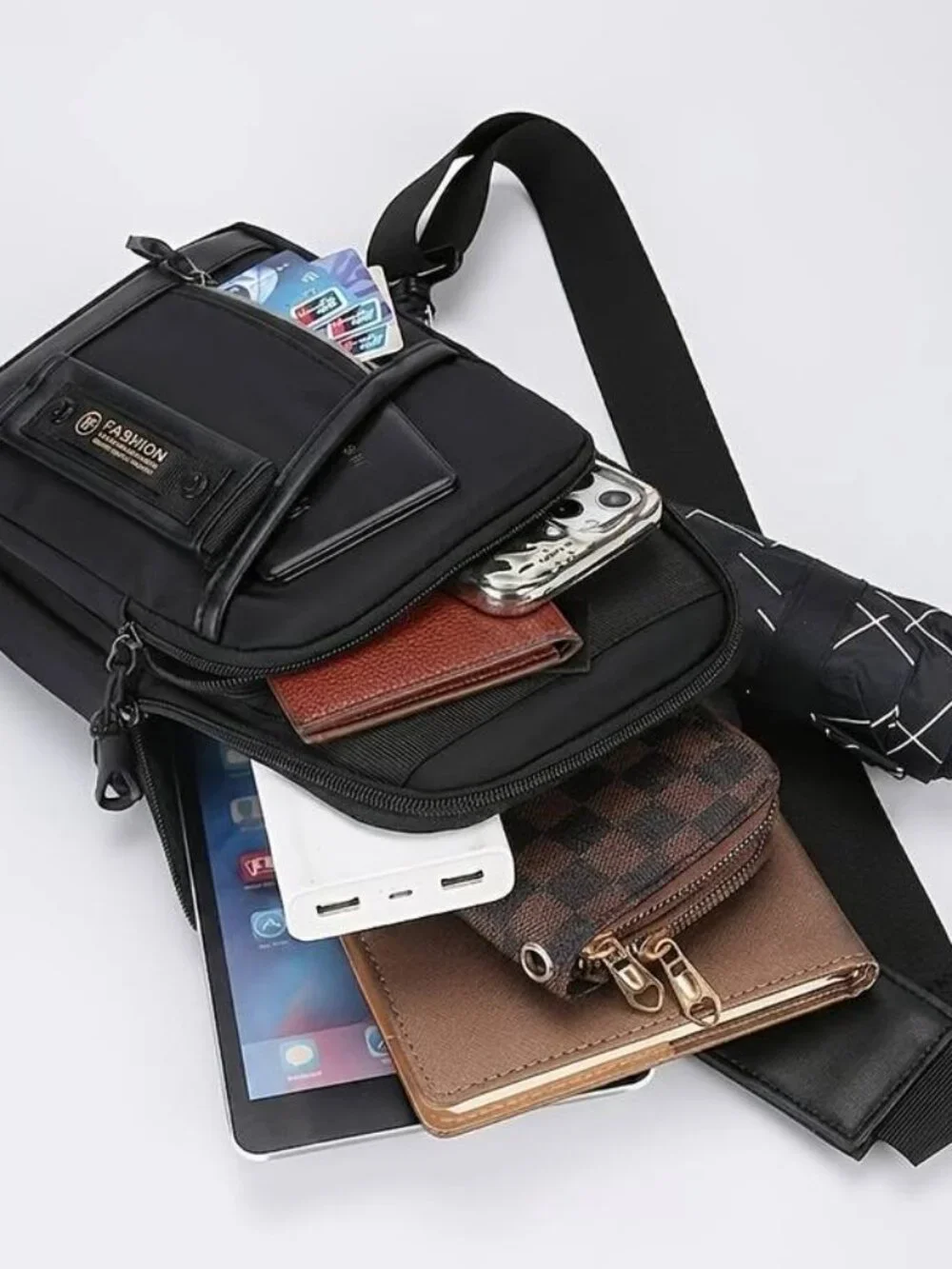Multi Pocket Sling Bag Crossbody Chest Bag Large Capacity Shoulder Pack
